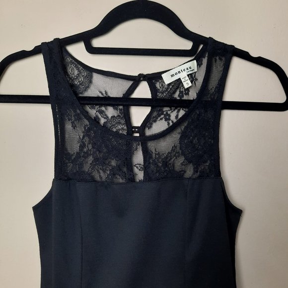 Monteau Black Lace Peplum Sleeveless Top Small - Picture 4 of 7